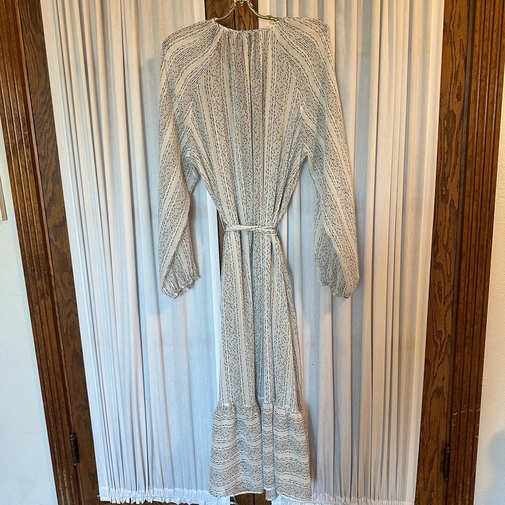 Banana Republic White Black Dot Sheer Chiffon Boho Midi Dress - Picture 10 of 14
